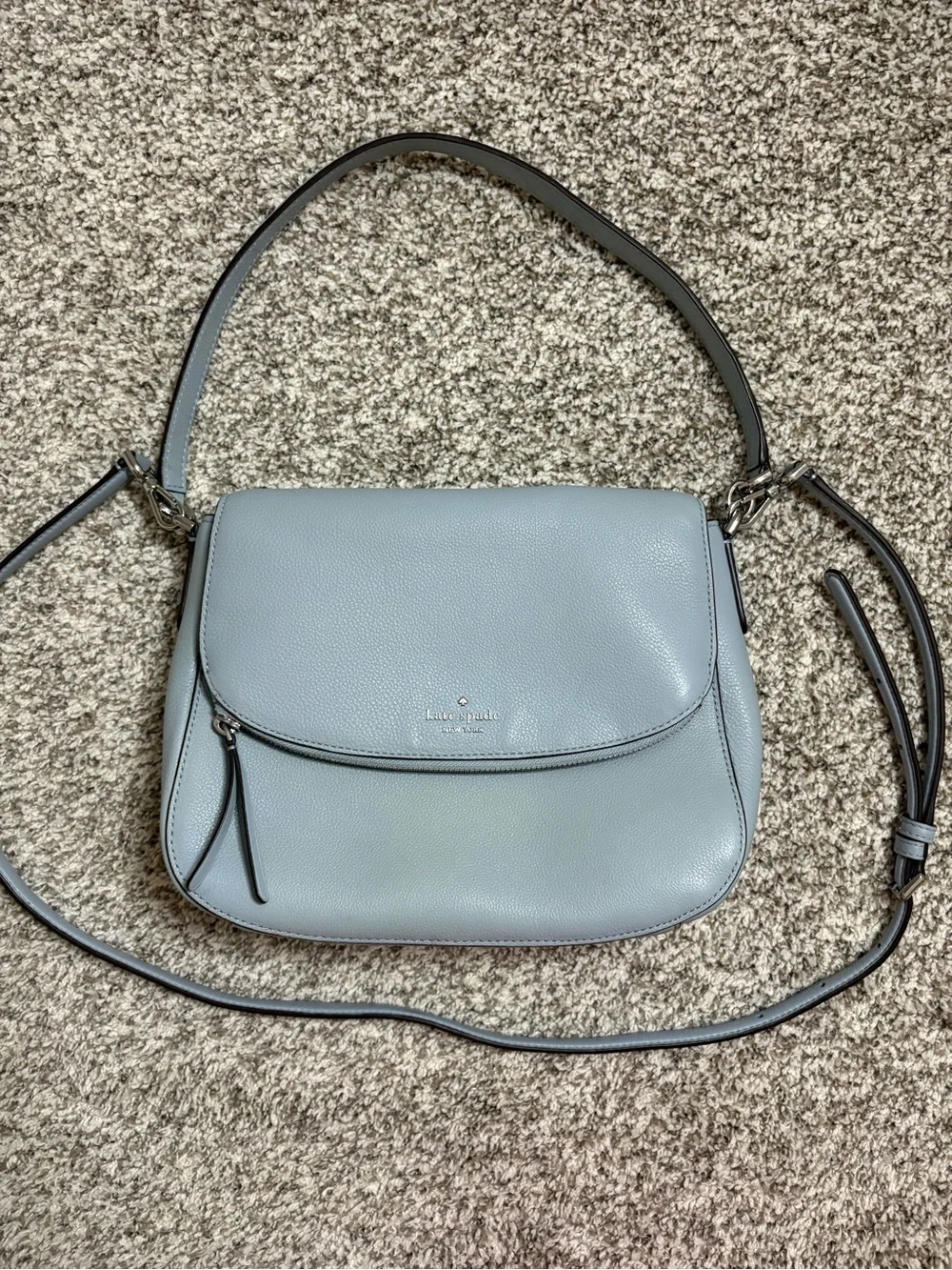 Kate Spade Large Polly Flap Crossbody Bag in Light Blue